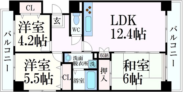 六甲道駅 徒歩8分 3階の物件間取画像